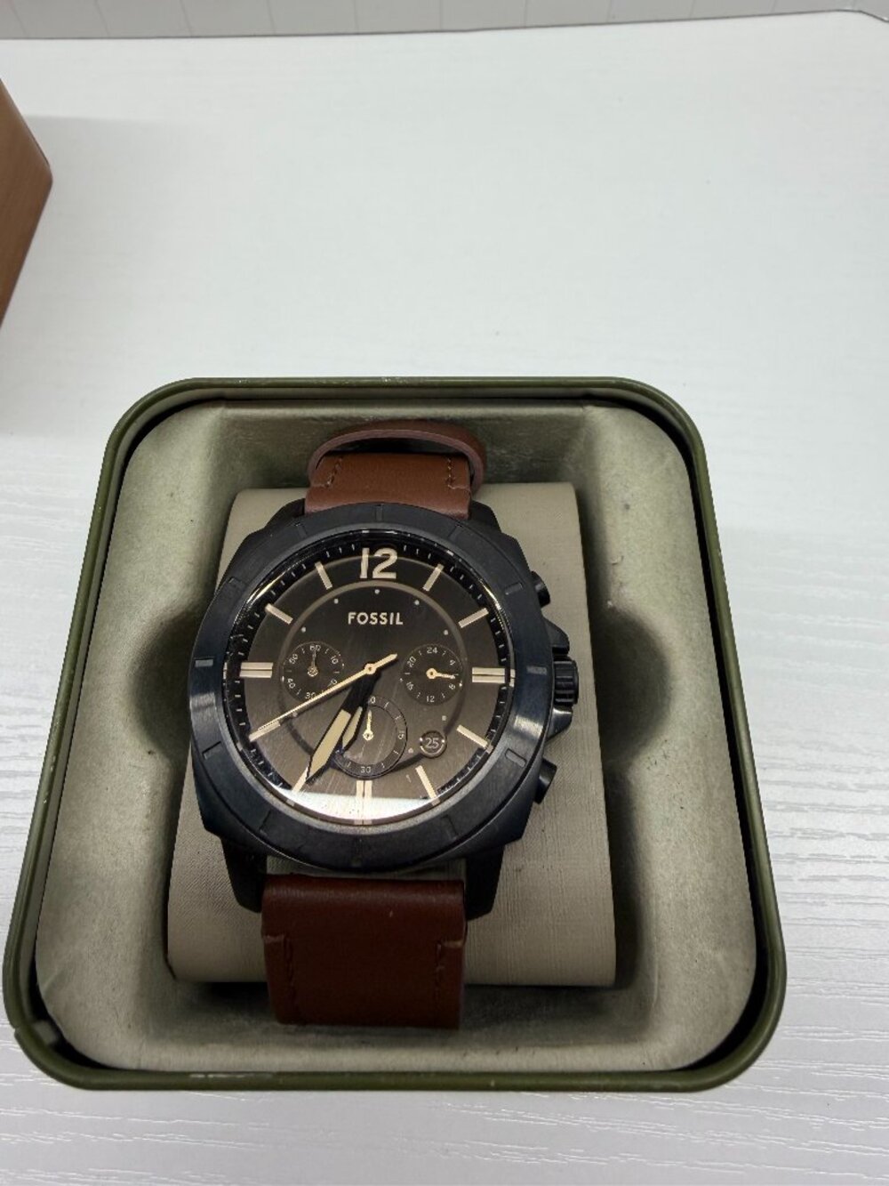Fossil Privateer 45mm Chronograph Men's Watch BQM2820 Brown Leather - WORKING!